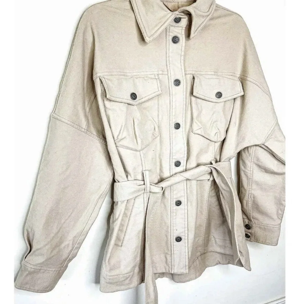 Free People Clyde Shirt Jacket‎ In Mineral Powder Size S
